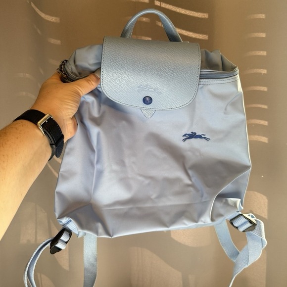 Longchamp Handbags - Longchamp Le Pillage Sac A Dos Nylon Leather Small Backpack Purse Bag Light Blue